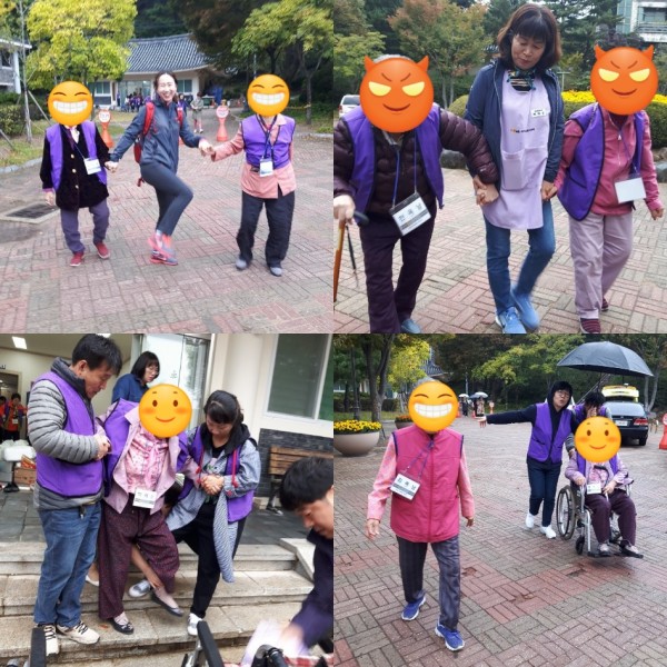 ♣산책길~~  우리 선생님과 자원봉사자 선생님들 모두 어르신 손 꼭 잡으시고 산책하시네요  무엇보다   첫째도 안전 둘째도 안전 세째도 안전 이쥬  우리 센터장님 너무 좋아하시네요. 혹시 어르신 나들이가 아닌 센터장님 나들이?   헤헤헹헹